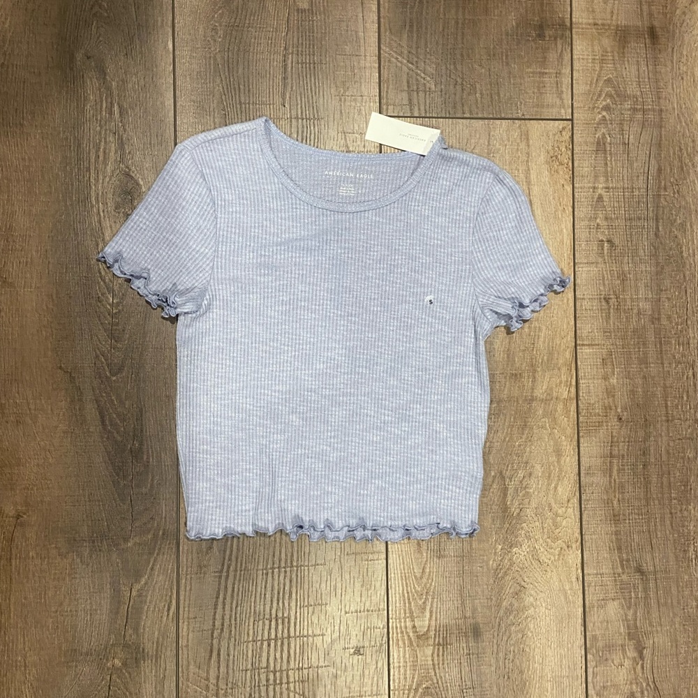 Baby blue girls cropped tee